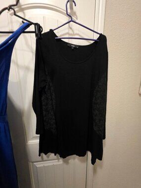 X-Two Black Tunic Top Size 3  52 Plus Size Velvet Burnout Side Panels